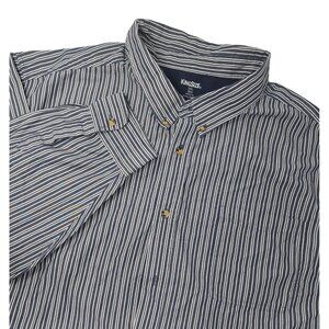 KingSize Mens Navy Striped Button-Down Long Sleeve Shirt 5XL Big